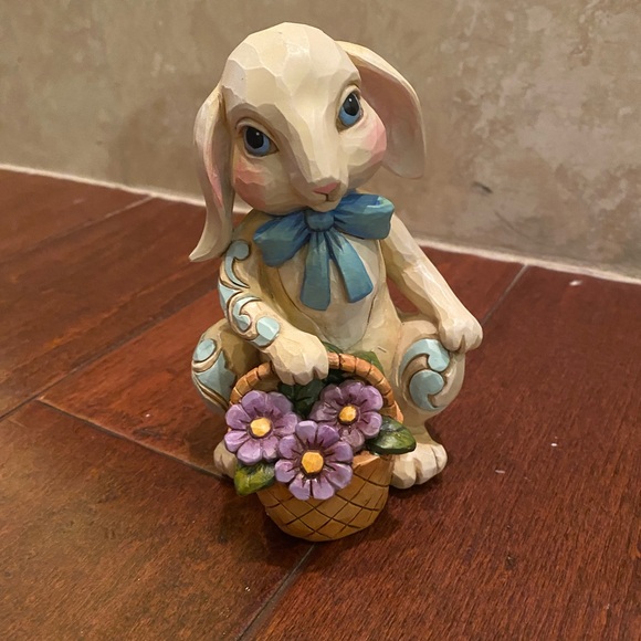 HEARTWOOD CREEK HOPEFUL HOPPING BUNNY W/BASKET FIGURINE BY JIM SHORE, 2014 - Picture 2 of 4